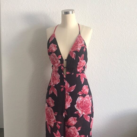 Forever 21 Floral sheer pant romper sz-small - Picture 1 of 6